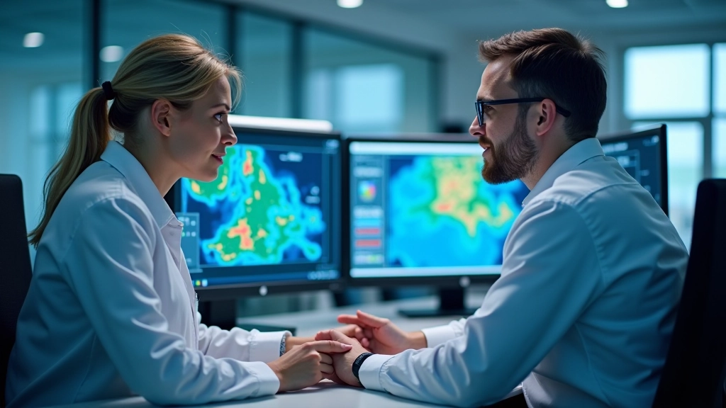 TalTechi ja Tartu ülikooli teadlased laboris andmeid analüüsivad, ekraanidel näha olevad kaardid ja graafikud